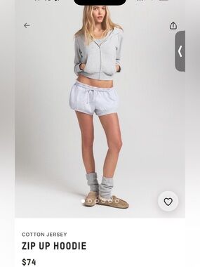 Skims Cotton Jersey 
Zip-Up Hoodie Size Medium Color Currant